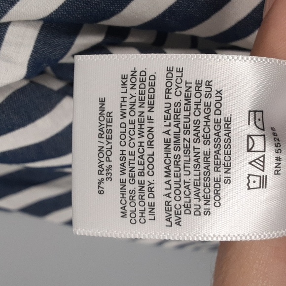 Express Cropped Striped Faux Wrap Around Long Sleeve Top - Picture 9 of 9